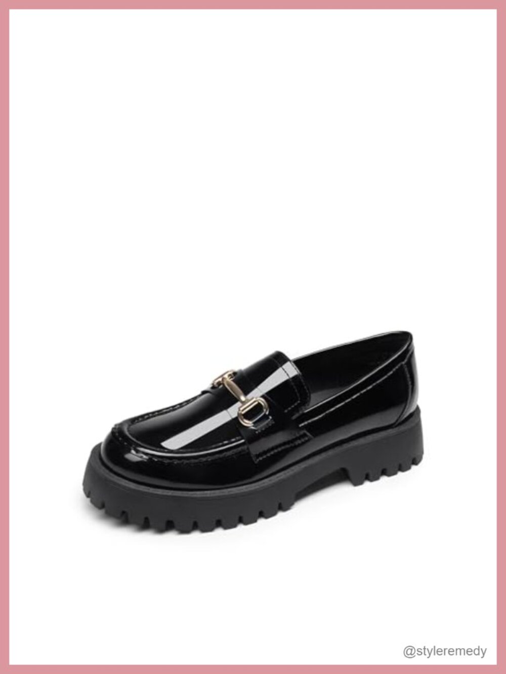 Platform Chunky Loafers Faux Leather Slip-On Shoes with Arch Support